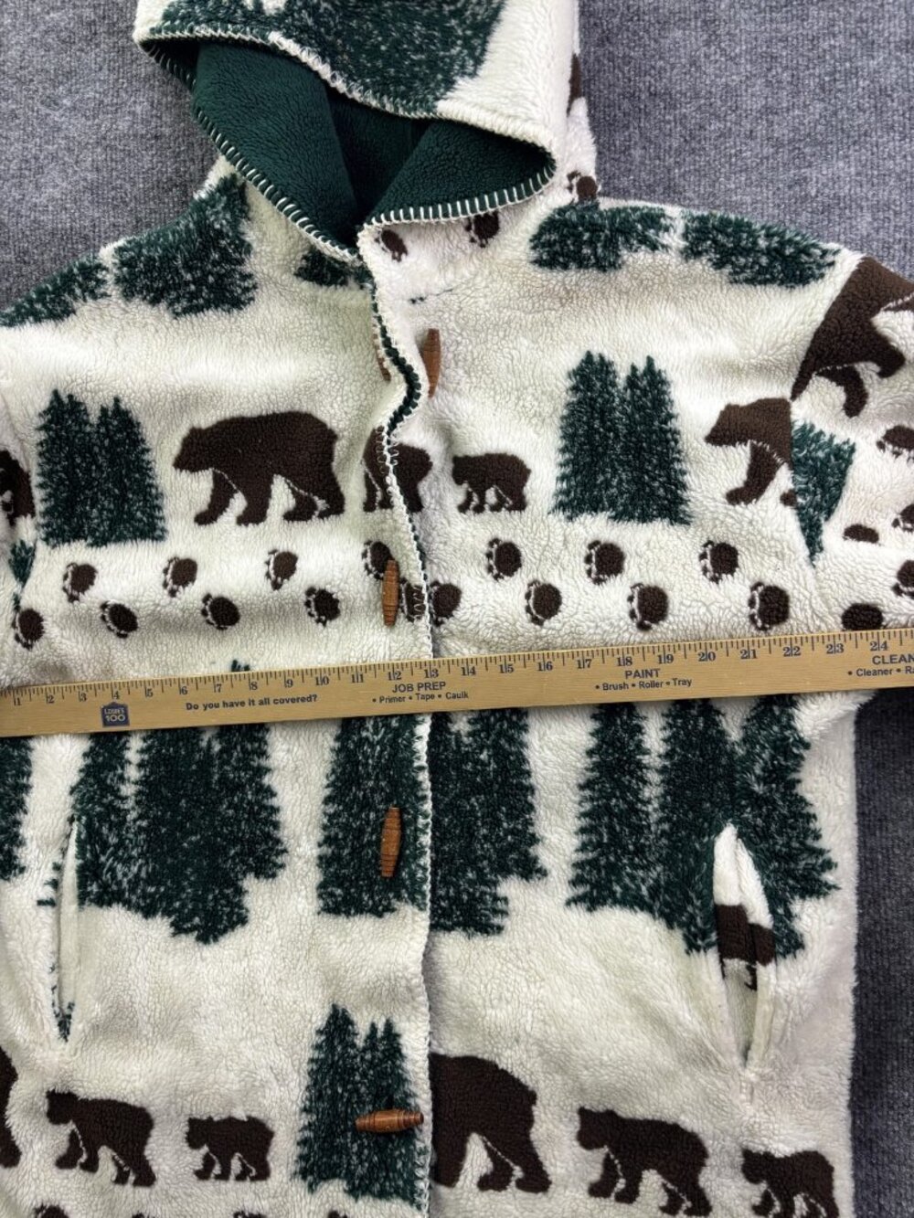 Denali Coat Womens XL White Fleece Hooded Bear Forest Toggle Duffle Warm - Picture 5 of 8